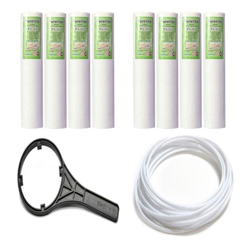 Image of Capital Purerite 20 inch Spun Filter Cartridge - Pack of 8 | Universal Replacement for All Water Purifiers | High-Efficiency Solid Sediment Filtration for RO, UV, UF Systems