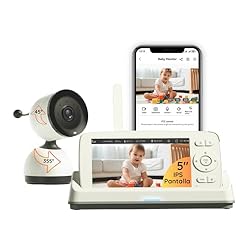 Cámara Vigilancia Bebé Full HD 1080P PTZ, Vigilabe...: 👶 Seguridad flexible – Modo local sin conexión a Internet para privacidad total o conexión Wi-Fi para acceso remoto desde tu smartphone (iOS/Android). 🔐 Transmisión segura – Compresión H.265 con reducción de ruido de voz y privacidad reforzada. 🔊 Aud...