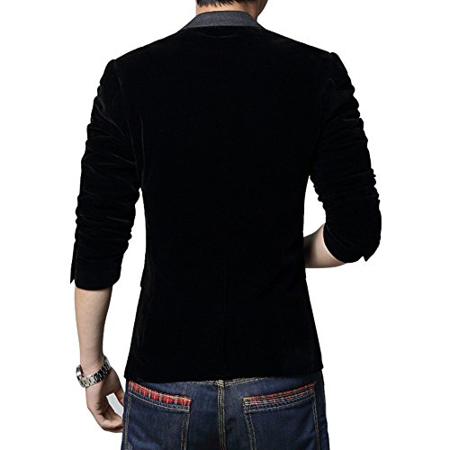 MOGU Men's 1 Button Center Vent Wool Blend Blazer Jacket2