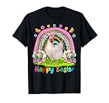Happy Easter - Huevos de caza con diseño de gallina y arco iris Camiseta