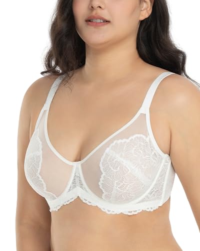 Image of HSIA Minimizer Bras for Women, Full Coverage Lace Bra for Heavy Breasts Unlined Bras with Underwire