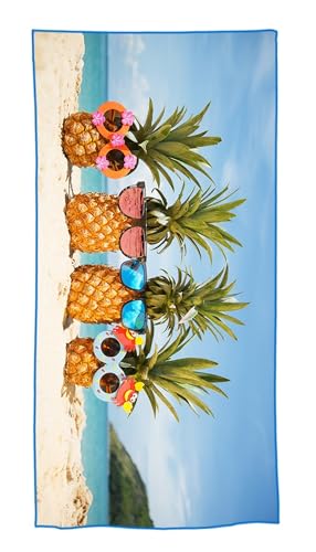 goodbath Microfiber Beach Towel, Quick Dry Oversized Sand Free Light Weight Cute Bath Towel Travel Swimming Pool Yoga,71"x32", Pineapple