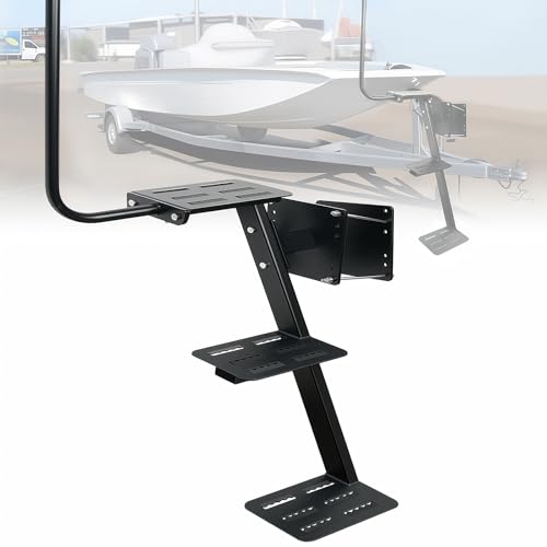 BBTEQEKN Boat Trailer Steps, 3 Steps Boat Trailer with Handle, 500LBS Heavy Duty Boat Trailer Ladder with Non-Slip Surface, Universal Fits for The Tongue, Patent Pending