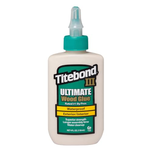 Image of Titebond III Ultimate Wood Glue 4 Oz. (12 Pack) - Premium Professional Woodworking Adhesive, Waterproof, Strong Initial Tack, Interior /Exterior Use, Easy Water Cleanup - 1412