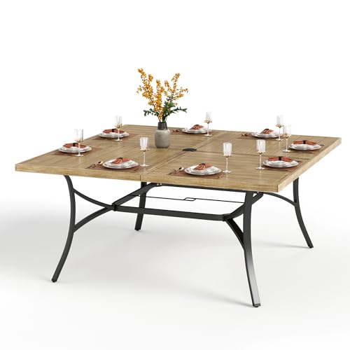 PHI VILLA Large Outdoor Patio Table for 8 Person, 60