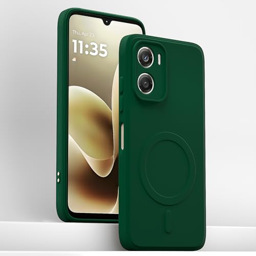 Image of Pikkme Back Cover for Motorola Moto G06 Power Soft Matte Silicone Mag-Safe Design (Mag-Safe Not Support) Camera Protection | Slim Fit Bumper Cover (Green)