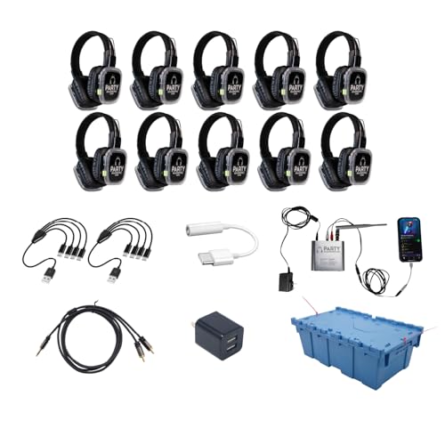 10-Headphone Silent Disco Party Kit