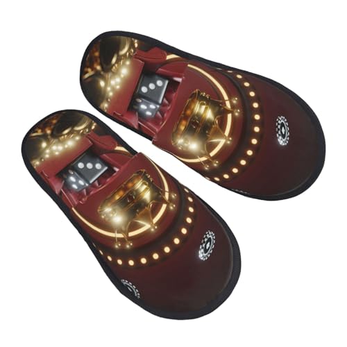 Casino King And Playing Cards Print Women Slippers Home Furry Shoes Keep Men Couples Shoes Warm For Women-2