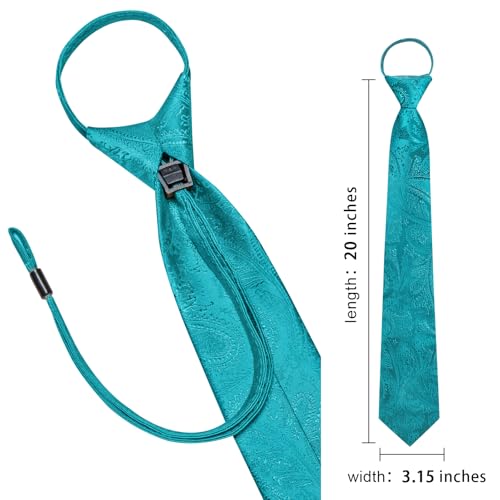 Image of Hi-Tie Zipper Ties for Men Pre-tied Tie Set Lapel Pin Pocket Square and Cufflinks Formal Business Wedding Adjustable Necktie