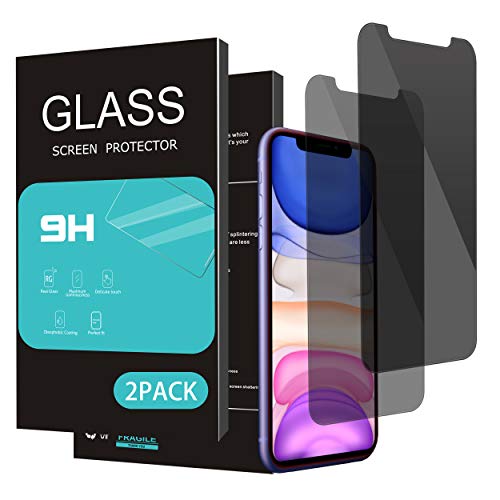 HOMEMO Privacy Screen Protector for iPhone 11/iPhone XR 6.1Inch 2 Pack Anti Spy Tempered Glass Anti Scratch Case Friendly