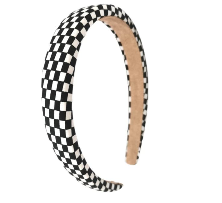 Duehut Diadema a cuadros hinchada para mujer, accesorios para el cabello a cuadros para mujer, diadema a cuadros en blanco y negro, para mujeres y niñas, accesorios para el cabello de fiesta de