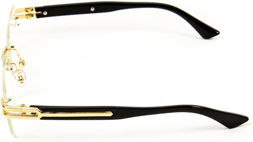 Street Knitted Retro Original Vintage Rectangular Style Designer Rimless Clear Lens Gold Frame Eyewear Unisex Square Frameless Men’s Women Clear Tint Rectangle Hip Hop Eye Glasses - Image 6