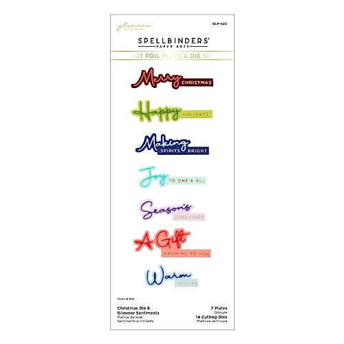 Spellbinders Christmas Die & Glimmer Sentiments Hot Foil Plate & Die Set from the Classic Christmas Collection