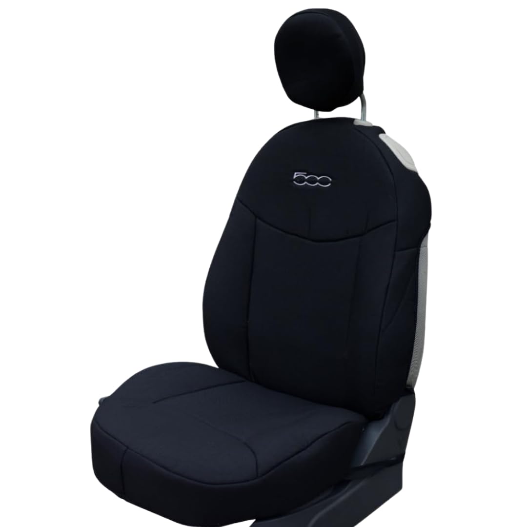 Italfodere - Par de fundas delanteras compatibles con Fiat 500 desde 2007 en adelante - Algodón acoplado - Hecho a mano - Elegantes y resistentes - Accesorios para el interior del coche - Made in