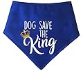 Spoilt Rotten Pets S2 Blue 'Dog Save The King' Coronation King Charles III Royal Crown Dog Pet Bandana Dogs & Cats (S2 Small Dogs Terrier, Shih-Tzu & Cockers)