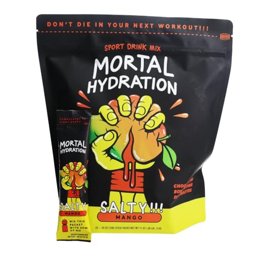 Mortal Hydration Bold Electrolyte Drink Mix | Adjustable Sodium 450920mg | Clean Low-Carb Hydration for Cycling Running Endurance Training & Everyday Hydration | 25 Servings | Salty Mango