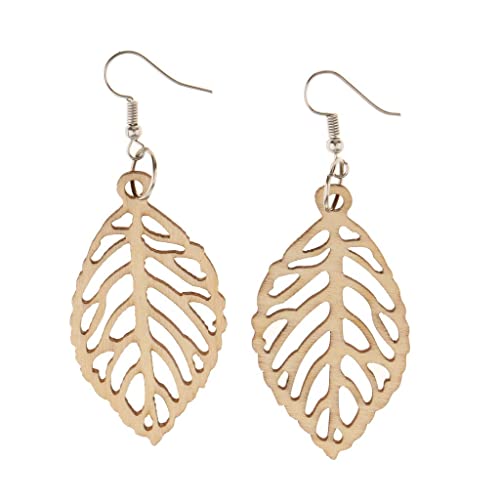 DIY Pendientes De Madera Sin Terminar árbol De Hoja Cuelgan Los Pendientes...