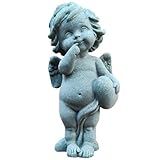 Guardian Angel Statue Little Praying Cherub Figurine Sandstone Wings Angel Sculpture for Aquarium Home Fish Tank Garden Decoration (C)