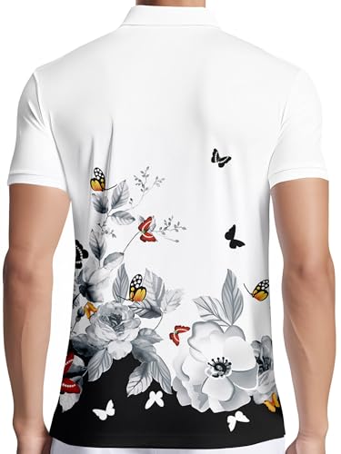 Image of PAGYMO Funny Golf Shirts for Men Crazy Printed Pattern Novelty Moisture Wicking Performance Mens Polo Shirt