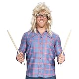 Garth SNL Character Halloween Cosplay Button Down Flannel Costume Shirt Multicolor