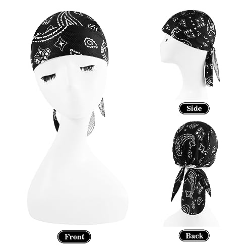 Image of DOCILA 3 Pcs Do Rags for Men Skull Cap Bandana Hat Breathable Helmet Linner Beanie