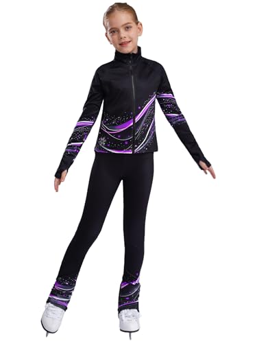 Survêtement de sport manches longues filles pour les entraînements de patinage