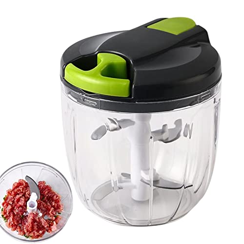 Molinillo de ajo | 900 ml Hand Pull String Cebolla Chopper Kitchopper | Cortador de verduras portátil de mano para viajes, camping, cocinas pequeñas, autocaravanas Ximan