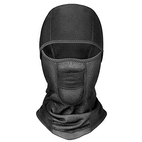 RIGWARL Winter Thermal Balaclava Face Mask for Men Women, Waterproof Lightweight Ski Mask Tactical Mask Outdoor Sports Cycling Hat (Black-Basic Style, Medium(Head Circumference: 22 )