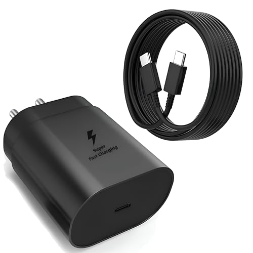 Image of Hoerrye Samsung 25W PD Type-C Fast Charging Charger with 1M Type C to C Cable Compatible with Galaxy M36,F36,M06,M05,F06,S25,S25 Plus,A16,A06,M15,F15,F05 & Other USB C Devices Superfast Adapter-Black
