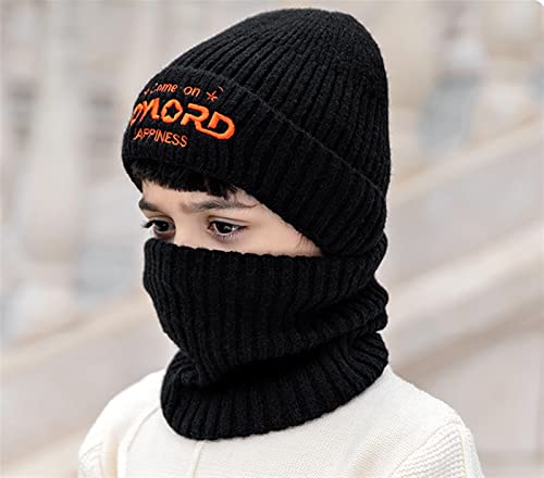 Insun Conjunto de gorro de inverno para meninos e meninas, cachecol de malha infantil, com forro de