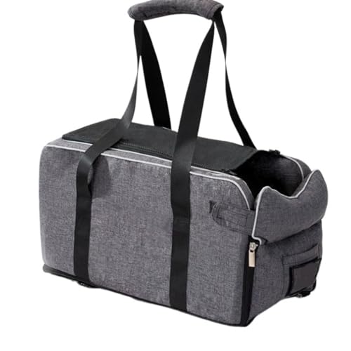 Lekolock クッション付きペットシート車載犬小屋小型犬小屋自動車中制御犬小屋防水滑り止め四季通用車載旅行ペット小屋に適合 (グレー,車載用犬用ベッド+肩ベルト+ネットカバー)