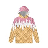 Coloranimal Kid's Ice Cream Hoodies for Teen Girls Boys Colorful Food Print Pullover Shirts Athletic Hoodie & Sweatshirts with Pocket Spring Active Tops for 8-10 Year Old