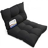 Beautissu Set de 2 Cojines Jardin Exterior Asiento 60x60 cm y Respaldo 60x40 cm – Impermeables y Repelentes a la Suciedad - Acolchado Lounge Sillas Exterior – Antracita