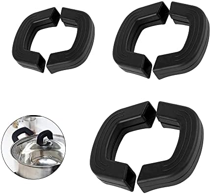 MiSevteen 6 Pcs Silicone Assist Hot Pan Handle Holder Silicone Pot Handle Grips 3 Sizes Removable Silicone Hot Handle Pot Holder Sleeve for Casserole Metal Frying Pans Woks Pans Skillets Oven Trays