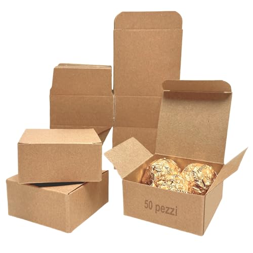 Festa Centro (6x6x3 cm) 50Pz Scatoline Carta Kraft Marrone;Scatoline Carta