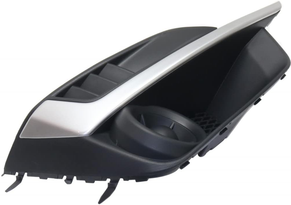 For Subaru Impreza Fog Light Cover 2015 2016 Passenger Side | Grille Bezel | w/Painted Silver Molding | Sedan/Wagon | Textured Black | SU1039111 | 57731FJ400