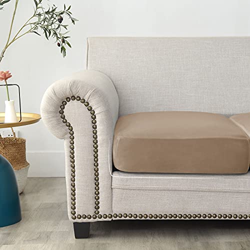 Fundas de asiento de terciopelo camello juego de 3 piezas elásticas para sofá 6