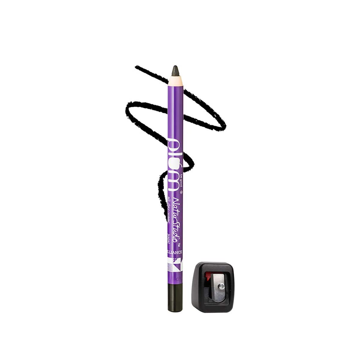 PlumNaturstudio All-Day-Wear Kajal| Water & Smudge-Proof|24 Hr long Stay|Intense Matte Black|Gel finish, 2-In-1 Kajal, Eye Liner|Suitable For Sensitive Eyes & Contact Lenses|With Sharpener|1.2 g