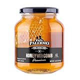 Papa Palermo Premium Honey With Comb, 100% Edible, All Natural, Raw, Artisan, Pure, 16oz Glass Jar