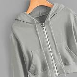 OVARA Womens Cropped Hoodie Zip Up Long Sleeve Hooded Sweatshirt Plus Size Crop Sports Jacket Ladies Casual Lightweight Zipped Hoodies with Pockets - Image 5