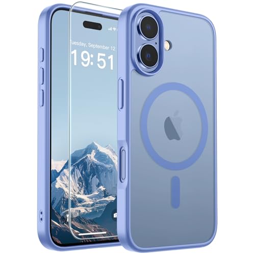 Image of SUPFINE Magnetic for iPhone 17 Case (Compatible with MagSafe)(Military Grade Drop Protection) Translucent Matte Shockproof with Anti-Fingerprint Phone Cover,Blue Purple