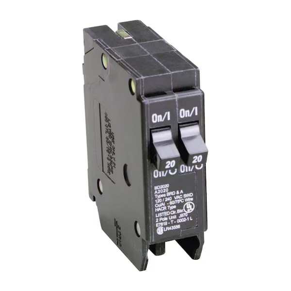 Circuit Breaker, 20A, 1 Pole, 120V AC, 10kA, Mfr: BD2020-A