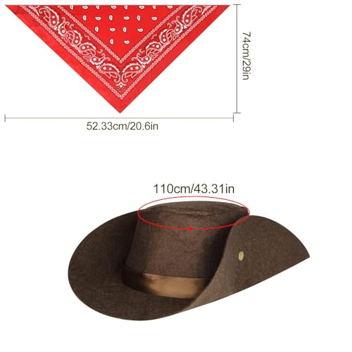 Azonee 4 Pcs Kids Cowboy Costume Dress Up Outfit for Boys Cowboy Chaps and Vest Set Hat with Bandanna for Boys Girls Birthday Kids Role Play Party Cosplay Size 120