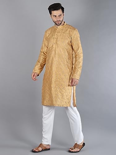 Image of Uri and MacKenzie Embroidery Silk Men's Kurta Pyjama Set