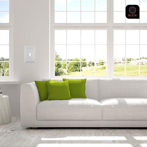 Pack Of 4 Wall Plate Outlet Switch Covers By Sleeklighting | Classic White Architecture Wall Plates| Variety Of Styles: Decorator/Duplex/Toggle/Blank/& Combo | Size: 1 Gang Toggle #TOP3