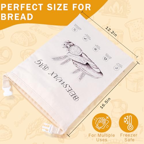 2-Pack Reusable Beeswax Bread Bags for Sourdough & Homemade Bread,Cotton Waxed Bags Keeps Fresh Longer(Navy Bloom)