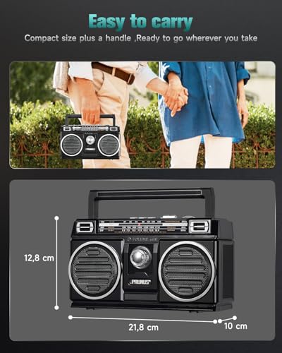 Image of PRUNUS J-750 AM FM SW Radio Portable with Bluetooth Speaker, USB TF Card Playing, Solar /USB-C Rechargeable, Double Speaker, Colorful Light, Transistor, Portable AM FM, Bluetooth