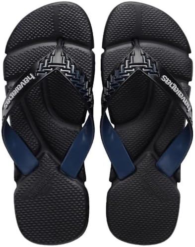 Havaianas Chinelos Power 2.0, Preto e Azul Indigo, Design Texturi...
