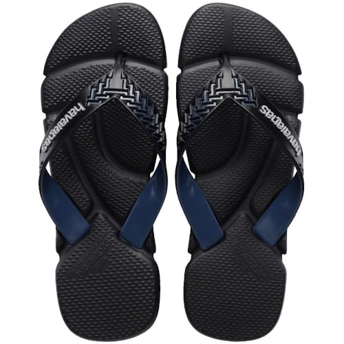 Havaianas Chinelos Power 2.0, Preto e Azul Indigo, Design Texturi...