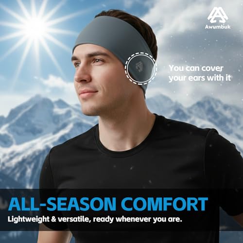 AWUMBUK Running Headband Men, 4 Pack Sports Sweatbands Bsorption Breathable Hair Bands for Men & Women for Gym Exercise Cycling Fitness Accessories Unisex - Image 2